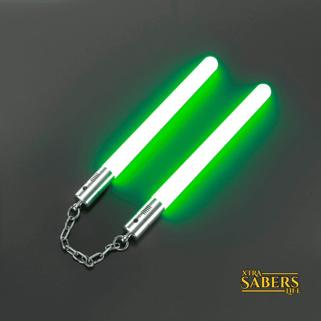 Premium SaberChucks with aluminum hilt and chain connection